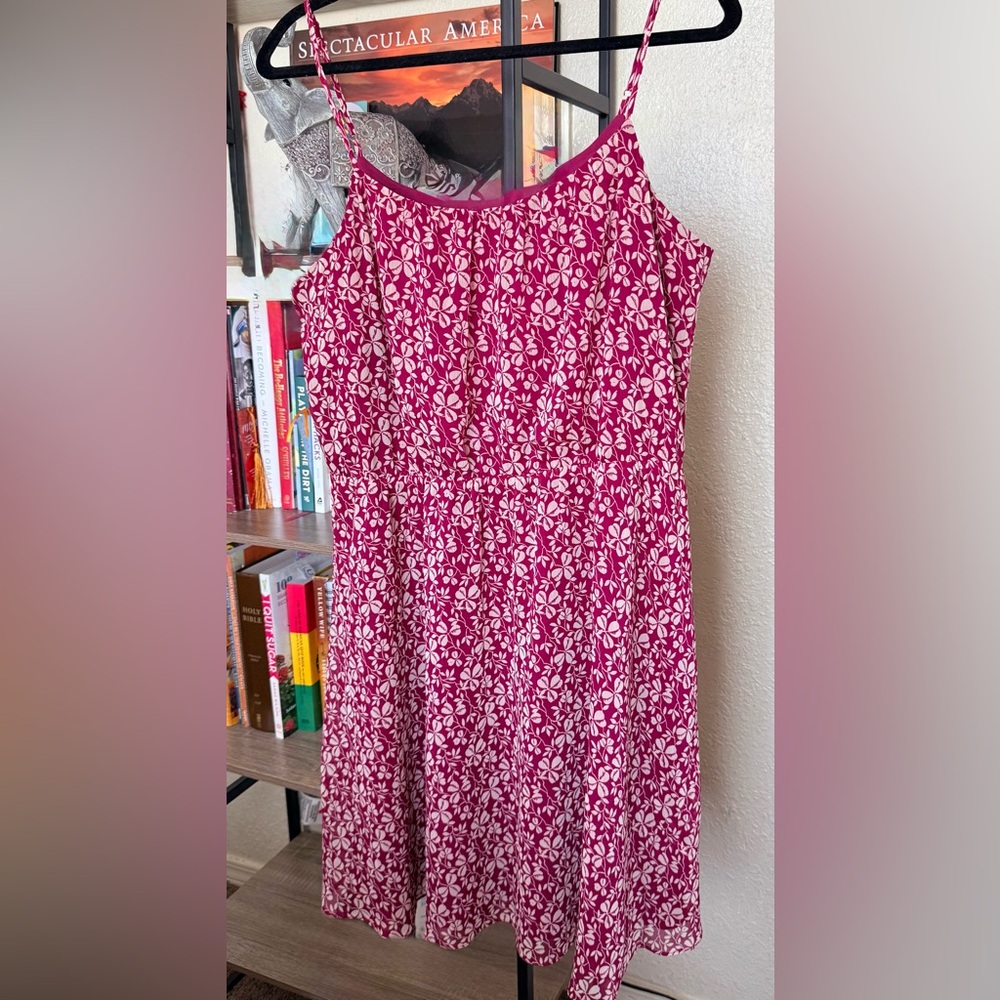 LOFT Dress Clover Chiffon Print Spaghetti Strap